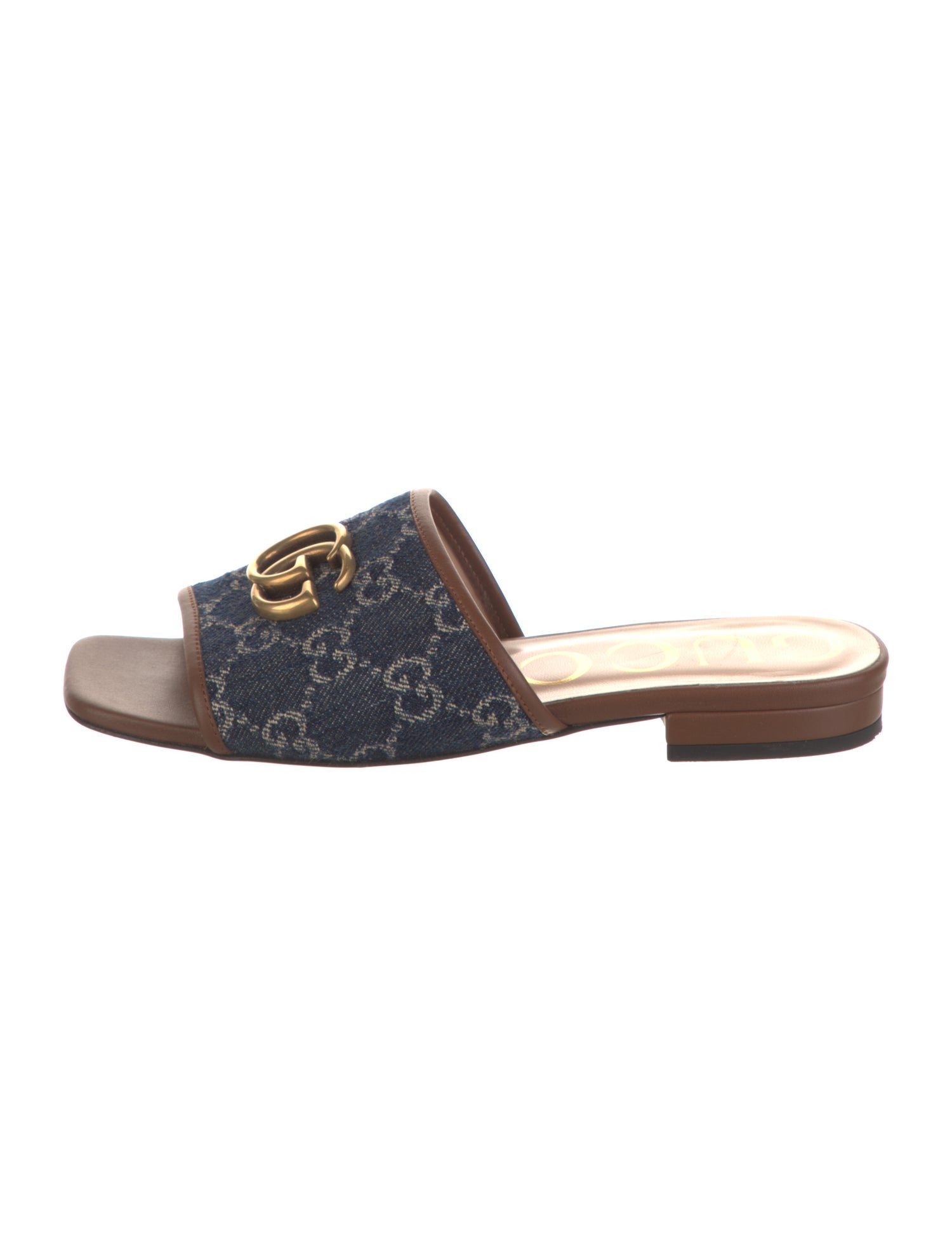 Gucci Double G Logo Denim Slides